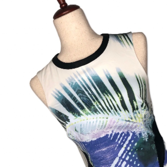 Karen Millen | Stretch Shift Dress | Tropics abstract Print | Sz 6 - Picture 2 of 12